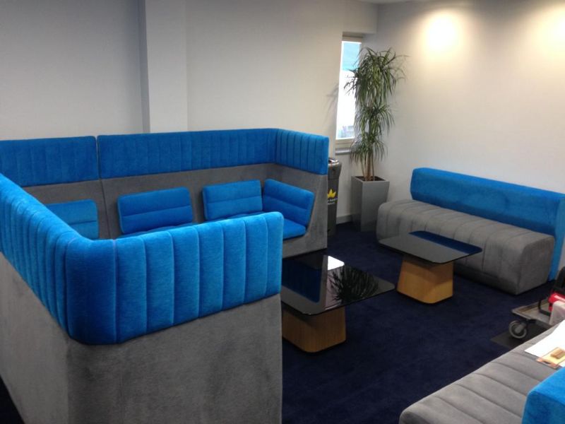 blue sofas