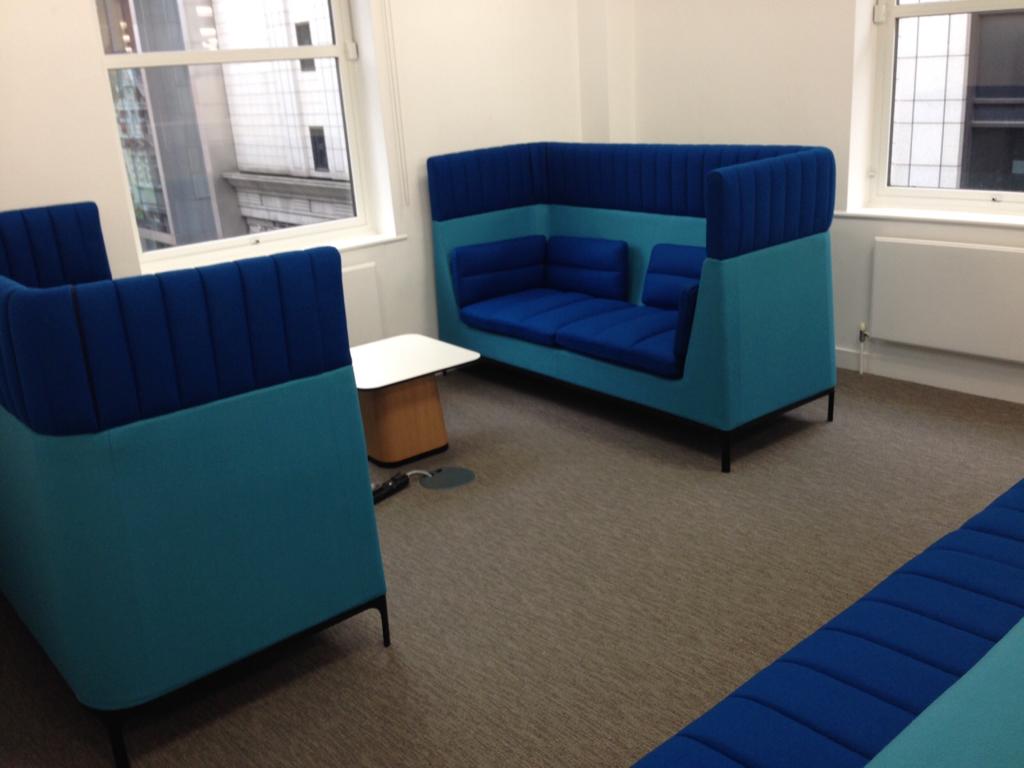 blue seating areas